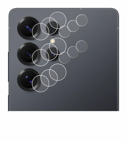 Abbildung des Geräts Samsung Galaxy S25 Ultra (NUR Kameraschutz) mit einer Vielzahl des Displayschutzes.