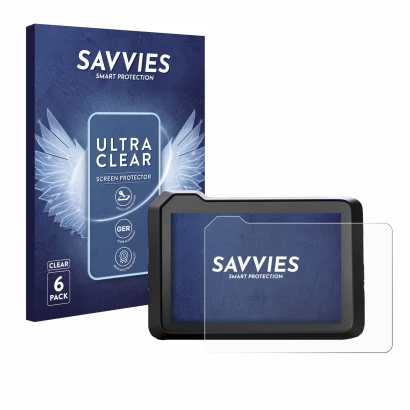 Vorderseite einer Produktverpackung mit dem Markenlogo Savvies. Daneben ist das Gerät KTM 1390 Super Duke R 2025 5" mit dem zu