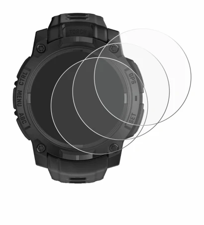 Abbildung des Geräts Garmin Instinct 3 Solar Tactical Edition (45 mm) mit einer Vielzahl des Displayschutzes.