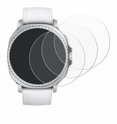 Abbildung des Geräts Samsung Galaxy Watch 8 Classic (46 mm) mit einer Vielzahl des Displayschutzes.