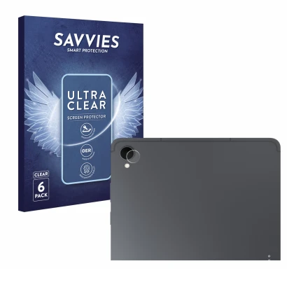 Vorderseite einer Produktverpackung mit dem Markenlogo Savvies. Daneben ist das Gerät Samsung Galaxy Tab S11 (NUR Kameraschutz