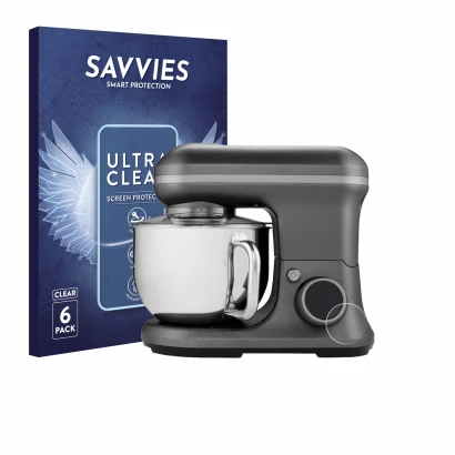 Vorderseite einer Produktverpackung mit dem Markenlogo Savvies. Daneben ist das Gerät MEDION MD 18420 mit dem zugehörigen Disp