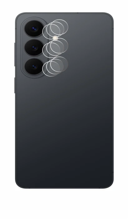 Abbildung des Geräts Samsung Galaxy S26 (NUR Kameraschutz) mit einer Vielzahl des Displayschutzes.