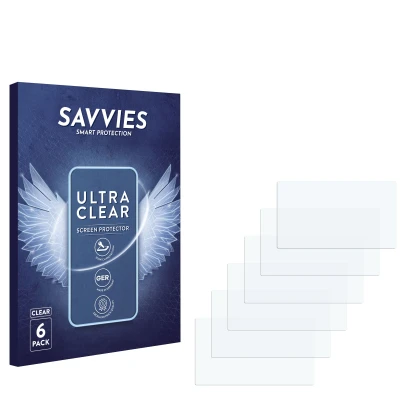 Vorderseite einer Produktverpackung mit dem Markenlogo Savvies. Daneben ist der zugehörige Displayschutz.