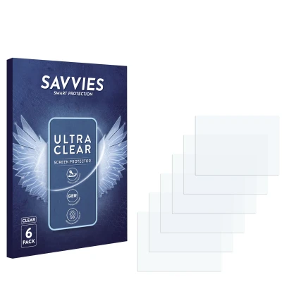 Vorderseite einer Produktverpackung mit dem Markenlogo Savvies. Daneben ist der zugehörige Displayschutz.