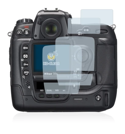 Abbildung des Geräts Nikon D2X mit einer Vielzahl des Displayschutzes.