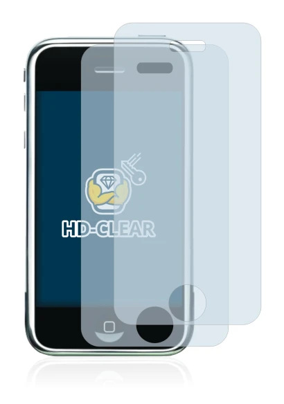 Abbildung des Geräts Apple iPhone 2G mit einer Vielzahl des Displayschutzes.