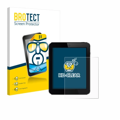 Vorderseite einer Produktverpackung mit dem Markenlogo BROTECT. Daneben ist das Gerät mit dem zugehörigen Displayschutz abgebi