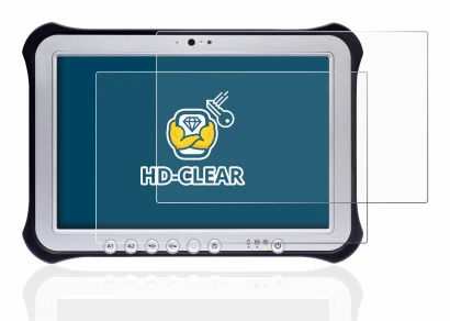 Abbildung des Geräts Panasonic Toughpad FZ-G1 mit einer Vielzahl des Displayschutzes.
