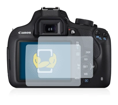 Abbildung des Geräts Canon EOS 1200D mit einer Vielzahl des Displayschutzes.