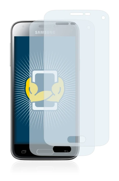 Abbildung des Geräts Samsung Galaxy S5 Mini SM-G800F mit einer Vielzahl des Displayschutzes.