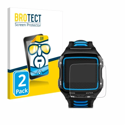 Vorderseite einer Produktverpackung mit dem Markenlogo BROTECT. Daneben ist das Gerät Garmin Forerunner 920XT mit dem zugehöri