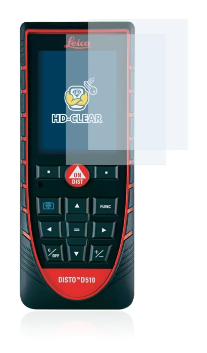 Abbildung des Geräts Leica DISTO D510 mit einer Vielzahl des Displayschutzes.