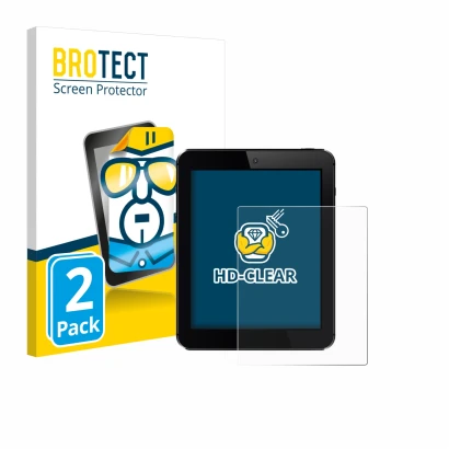 Vorderseite einer Produktverpackung mit dem Markenlogo BROTECT. Daneben ist das Gerät mit dem zugehörigen Displayschutz abgebi