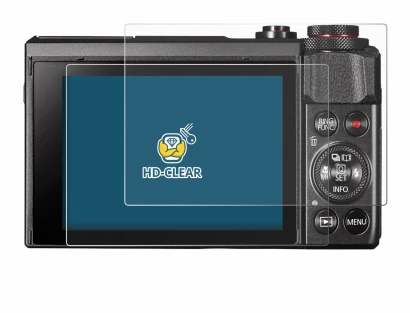 Abbildung des Geräts Canon PowerShot G7 X Mark II mit einer Vielzahl des Displayschutzes.