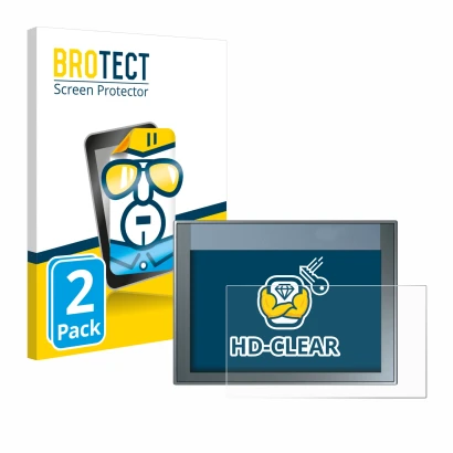 Vorderseite einer Produktverpackung mit dem Markenlogo BROTECT. Daneben ist das Gerät Siemens Simatic HMI KTP 700 Basic mit de