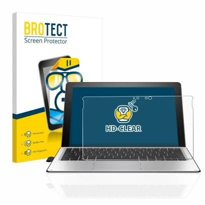 Vorderseite einer Produktverpackung mit dem Markenlogo BROTECT. Daneben ist das Gerät HP Elite x2 1012 G2 mit dem zugehörigen 