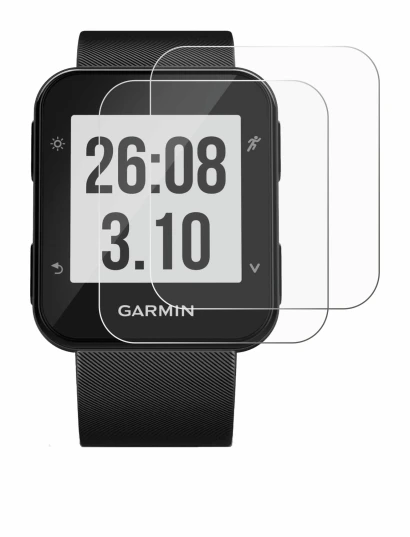 Abbildung des Geräts Garmin Forerunner 30 mit einer Vielzahl des Displayschutzes.