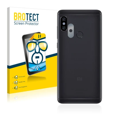 Vorderseite einer Produktverpackung mit dem Markenlogo BROTECT. Daneben ist das Gerät Xiaomi Redmi Note 5 (NUR Kameraschutz) m