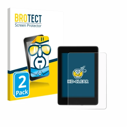 Vorderseite einer Produktverpackung mit dem Markenlogo BROTECT. Daneben ist das Gerät Amazon Kindle Paperwhite 2018 (10. Gen.)