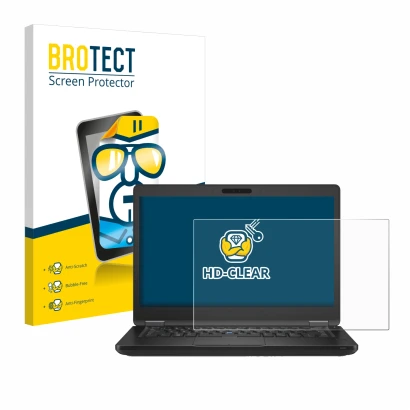 Vorderseite einer Produktverpackung mit dem Markenlogo BROTECT. Daneben ist das Gerät Dell Latitude 5490 Non-Touch mit dem zug