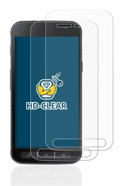 Abbildung des Geräts Samsung Galaxy XCover 4s mit einer Vielzahl des Displayschutzes.