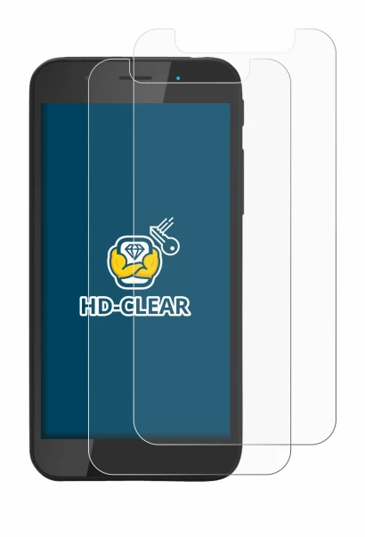 Abbildung des Geräts Shiftphones Shift5me mit einer Vielzahl des Displayschutzes.