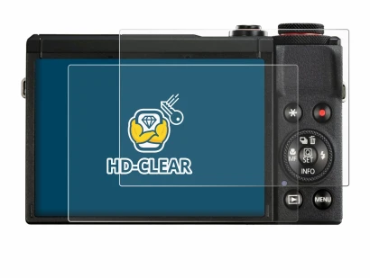 Abbildung des Geräts Canon PowerShot G7 X Mark III mit einer Vielzahl des Displayschutzes.