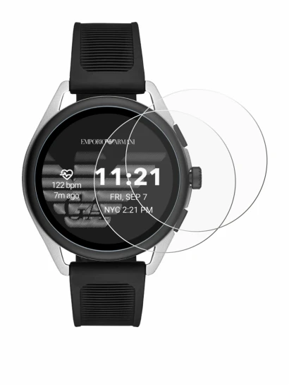 Abbildung des Geräts Emporio Armani Connected Smartwatch 3 mit einer Vielzahl des Displayschutzes.
