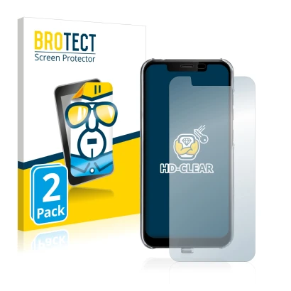 Vorderseite einer Produktverpackung mit dem Markenlogo BROTECT. Daneben ist das Gerät Gigaset GS195LS mit dem zugehörigen Disp