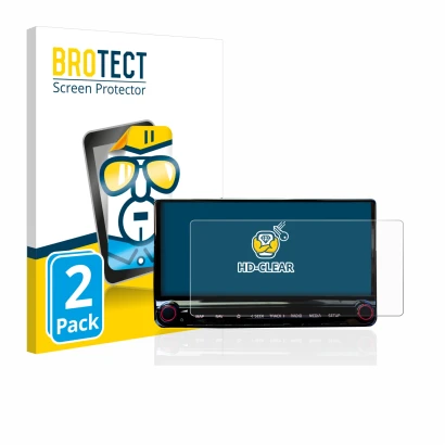 Vorderseite einer Produktverpackung mit dem Markenlogo BROTECT. Daneben ist das Gerät Kia XCeed 2019 Infotainment System 10.25