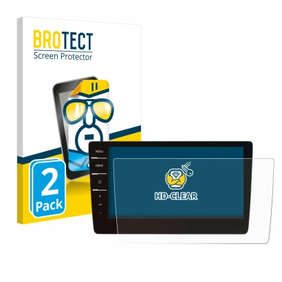 Vorderseite einer Produktverpackung mit dem Markenlogo BROTECT. Daneben ist das Gerät Volkswagen Passat 2019 Discover Pro 9.2"