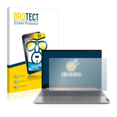 Vorderseite einer Produktverpackung mit dem Markenlogo BROTECT. Daneben ist das Gerät Lenovo ThinkBook 14" mit dem zugehörigen