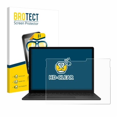 Vorderseite einer Produktverpackung mit dem Markenlogo BROTECT. Daneben ist das Gerät Microsoft Surface Book 3 13.5