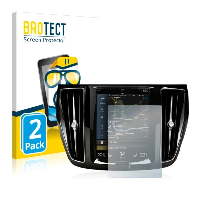 Vorderseite einer Produktverpackung mit dem Markenlogo BROTECT. Daneben ist das Gerät Volvo S60 Sensus Connect 2020 mit dem zu