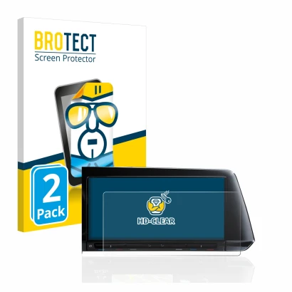 Vorderseite einer Produktverpackung mit dem Markenlogo BROTECT. Daneben ist das Gerät Volkswagen Golf 8 2020 Discover Pro 10" 