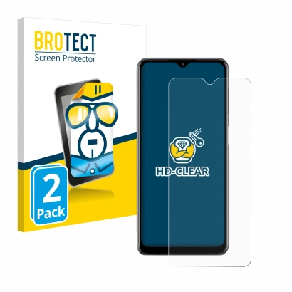 Vorderseite einer Produktverpackung mit dem Markenlogo BROTECT. Daneben ist das Gerät Samsung Galaxy M12 mit dem zugehörigen D