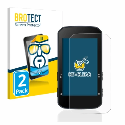 Vorderseite einer Produktverpackung mit dem Markenlogo BROTECT. Daneben ist das Gerät Bryton Rider 750 mit dem zugehörigen Dis