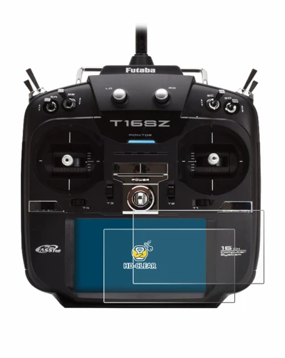 Abbildung des Geräts Robbe Futaba T16IZ mit einer Vielzahl des Displayschutzes.