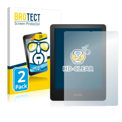 Vorderseite einer Produktverpackung mit dem Markenlogo BROTECT. Daneben ist das Gerät Amazon Kindle Paperwhite 2021 Signature 