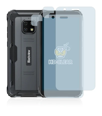 Abbildung des Geräts Blackview BV4900S (Display+Kamera) mit einer Vielzahl des Displayschutzes.