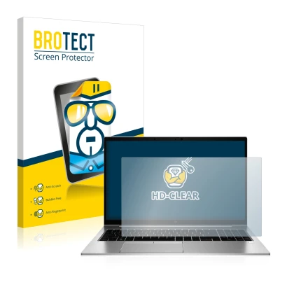 Vorderseite einer Produktverpackung mit dem Markenlogo BROTECT. Daneben ist das Gerät HP EliteBook 855 G7 Non-Touch mit dem zu
