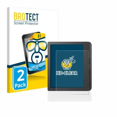 Vorderseite einer Produktverpackung mit dem Markenlogo BROTECT. Daneben ist das Gerät Tolino Vision 6 mit dem zugehörigen Disp