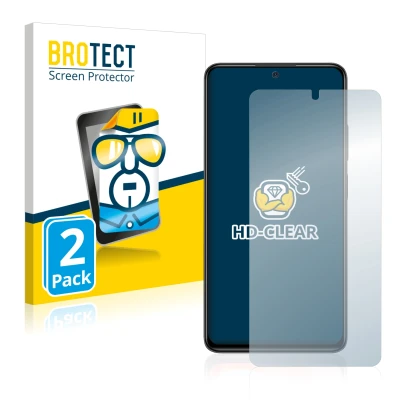 Vorderseite einer Produktverpackung mit dem Markenlogo BROTECT. Daneben ist das Gerät Xiaomi Redmi Note 11 Pro mit dem zugehör