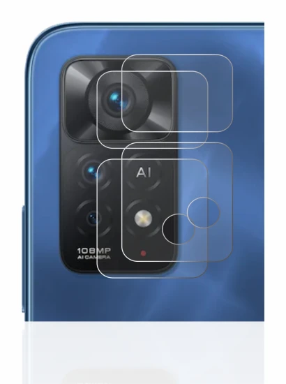 Abbildung des Geräts Xiaomi Redmi Note 11 Pro 5G (NUR Kameraschutz) mit einer Vielzahl des Displayschutzes.