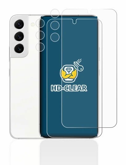 Abbildung des Geräts Samsung Galaxy S22 5G (Display+Kamera) mit einer Vielzahl des Displayschutzes.