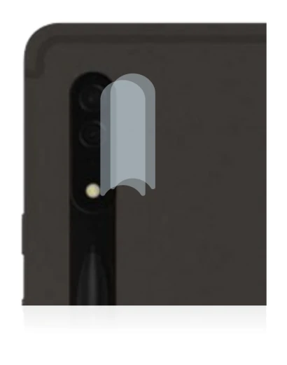 Abbildung des Geräts Samsung Galaxy Tab S8 Ultra 5G (NUR Kameraschutz) mit einer Vielzahl des Displayschutzes.