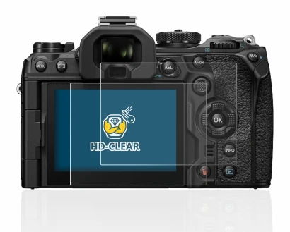 Abbildung des Geräts Olympus OM-1 2022 mit einer Vielzahl des Displayschutzes.