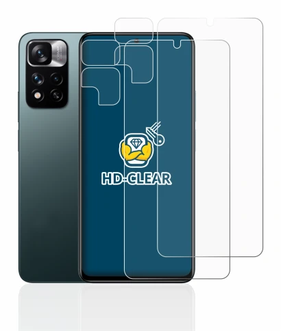 Abbildung des Geräts Xiaomi Redmi Note 11 Pro+ 5G (Display+Kamera) mit einer Vielzahl des Displayschutzes.