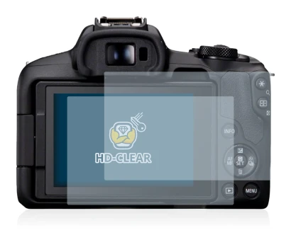 Abbildung des Geräts Canon EOS R50 mit einer Vielzahl des Displayschutzes.